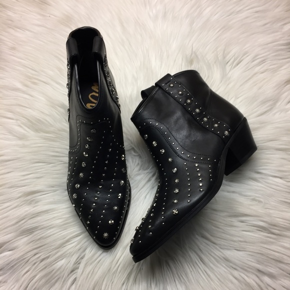 Sam Edelman Shoes - Sam Edelman Brian Black Leather Studded Ankle Booties 7M
